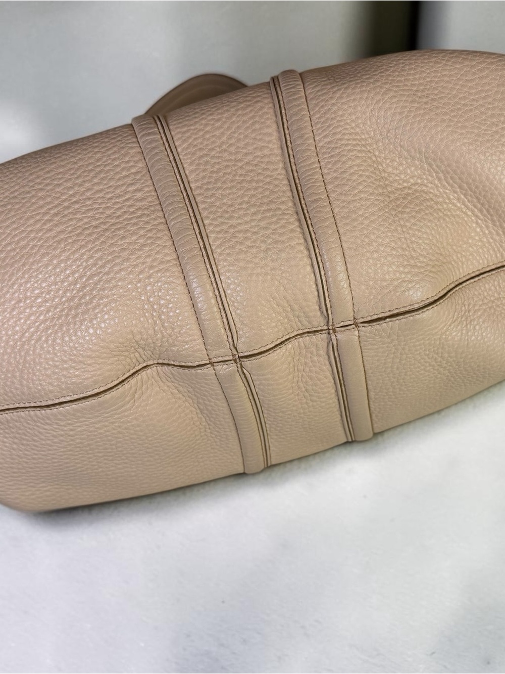 MCM Taupe Pebbled Leather Shoulder Bag with Gold Hardware - Picture 2 of 7